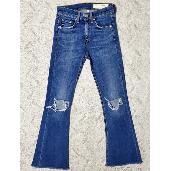 Rag&Bone 10" High Rise Crop Flare Jeans Sz 24 - Picture 2 of 10